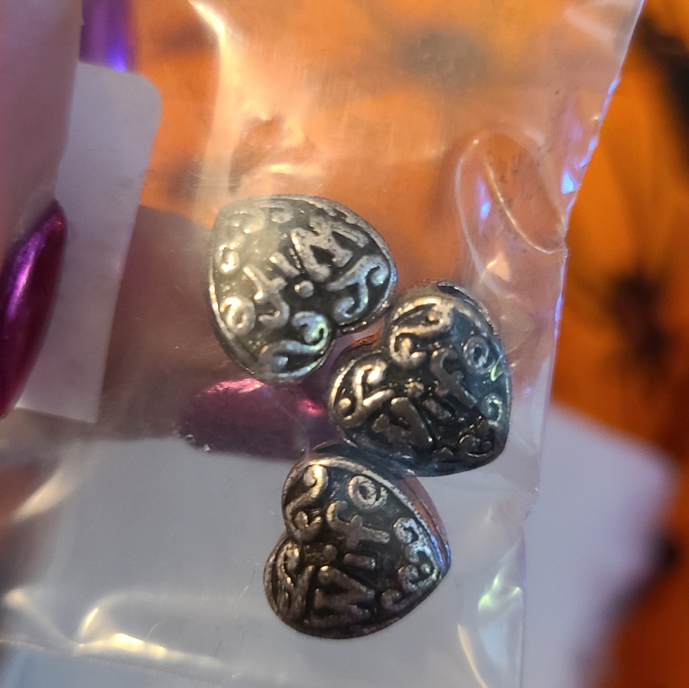 New silver & black set of 3 heart "wife" slider style charms